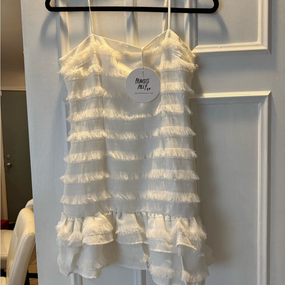 White Ruffled Mini Dress - Picture 4 of 5
